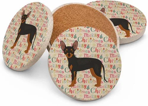 Vista 48 de Abyssinian Sand Terrier Merry Christmas - Posavasos grandes de piedra arenisca (4 unidades)