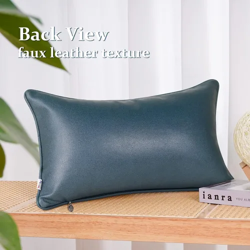 Vista 5 de Paquete de 2 fundas de almohada lumbar con textura de boucle de 12 x 20 pulgadas, fundas decorativas de piel sintética y suave para sofá, silla