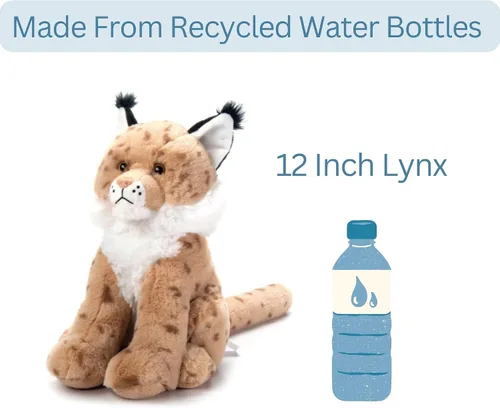 Vista 6 de The Petting Zoo Lynx Peluche de peluche, regalos para niños, animales salvajes de la vida silvestre, juguete de peluche de gato lince de 12 pulgadas