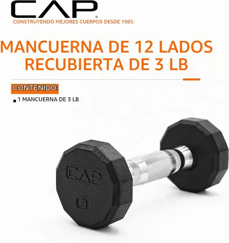 Vista 2 de CAP Mancuernas con revestimiento de goma, pesas libres para entrenamiento de fuerza en el gimnasio en casa, mancuernas hexagonales antideslizantes