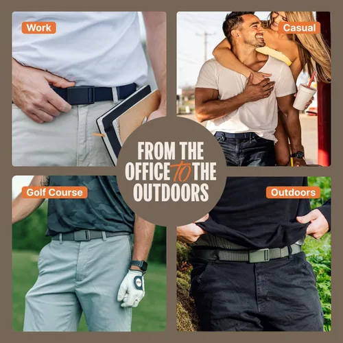 Vista 4 de Groove Life Groove Belt Ultra - Cinturón de golf para hombre, elástico, hebilla magnética, ajustable, cómodo, golf