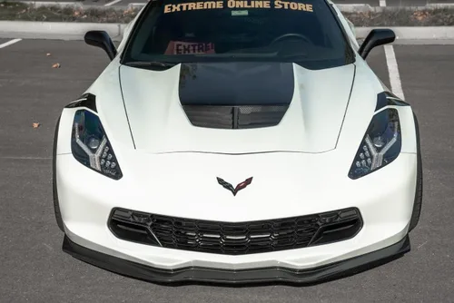 Vista 11 de Para Chevrolet Corvette C7 2014-2019 Z06 Z07 Etapa 2 Estilo ABS Plástico pintado carbono Flash parachoques delantero divisor de labio inferior