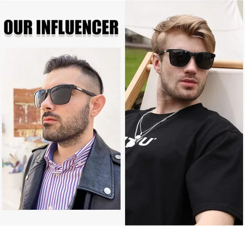 Vista 2 de DUCO Gafas de sol polarizadas para hombre, protección UV, marco rectangular retro, para conducir, pescar, 100% bloqueo UV 3029H