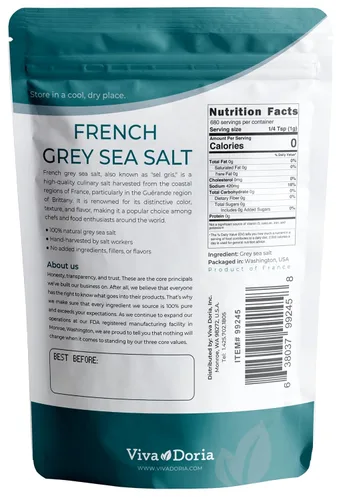 Vista 2 de Viva Doria Sel Gris - Sal marina francesa gris claro, 1.5 lb (24 oz)