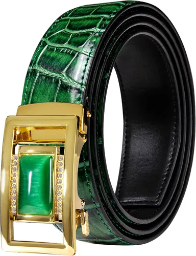 Vista 30 de Barry.Wang Cinturón de trinquete de cuero para hombre 1 3/8" hebilla A Oro Verde