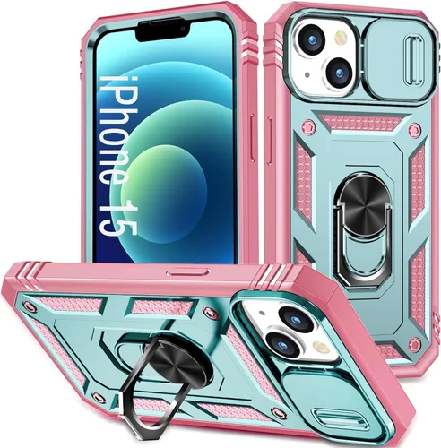 Vista 64 de Funda para iPhone 14, a prueba de golpes, resistente a los impactos, con lente deslizante protectora para iPhone 14 (6.1 pulgadas) (azul)