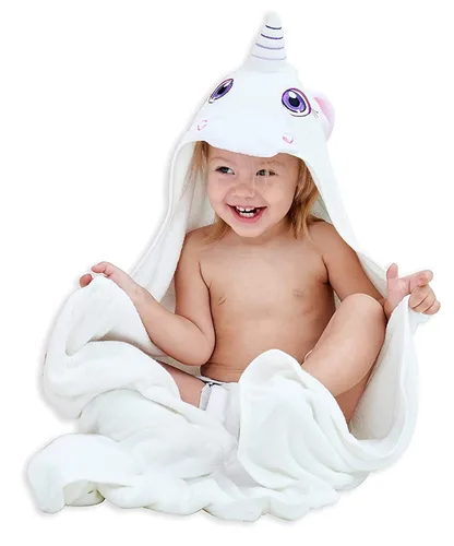 Vista 3 de HIPHOP PANDA Juego de toallas y paños con capucha para bebé, toalla absorbente ultra suave de 2 capas, toalla de baño para recién nacidos, toallitas