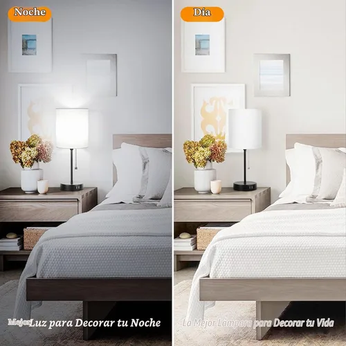 Vista 4 de Juego de 2 lámparas de mesa con puertos de carga USB, lámparas de noche blancas con salida de CA, lámparas de mesita de noche con interruptor