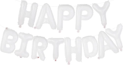 Vista 20 de WESTGO - Letrero de globos de cumpleaños de 16 pulgadas con letras de papel de aluminio color beige