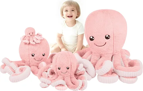 Vista 17 de DENTRUN Pulpo de peluche gigante, muñeca de pulpo de peluche para niños, niñas, adultos, regalo de cumpleaños, Navidad, Halloween, animales marinos