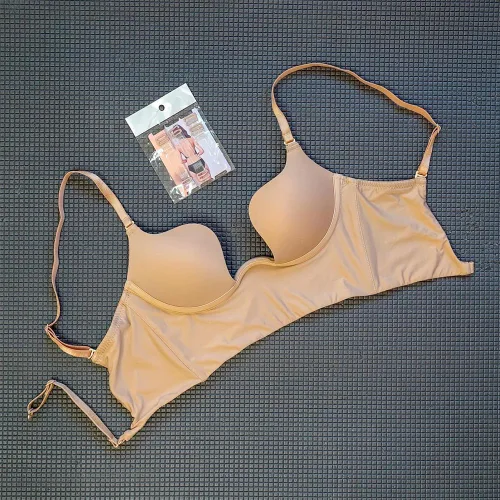Vista 5 de Ningsige Backless Bra for Women Padded Plunge Push Up Bra with Clear Straps