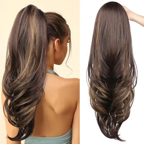 Vista 20 de SEIKEA Extensión versátil de cola de caballo con cordón, 18 pulgadas de largo, ondulado, con clip de varias capas, extensiones de cabello de cola