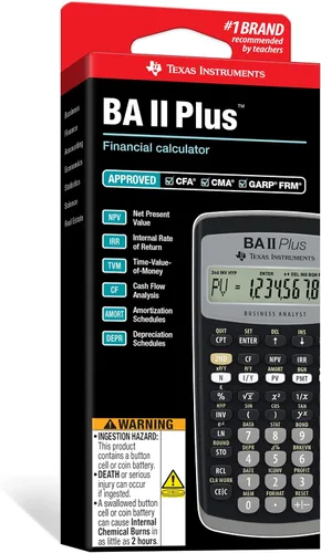 Vista 12 de Texas Instruments BA II Plus Financial Calculator, Black Medium
