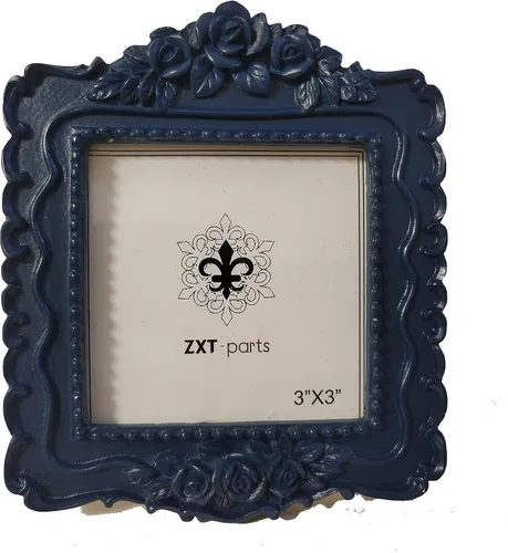 Vista 12 de ZXT-parts Marco de fotos cuadrado de 3 x 3, marco de borde negro y dorado. Marco de fotos hecho a mano de resina. Panel de vidrio. Cubierta