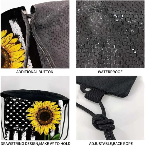 Vista 4 de Mochila con cordón a granel para gimnasio, yoga, deportes al aire libre