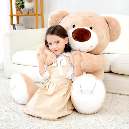 Vista 3 de Oso de peluche gigante, juguete de peluche grande, oso de peluche marrón clásico, regalo de cumpleaños de San Valentín para novia, niños y adultos