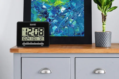 Vista 6 de Reloj de Escritorio Atómico Sharp – Reloj Despertador Digital de Ajuste Automático - Precisión Atómica - Pantalla Fácil de Leer con Visualización