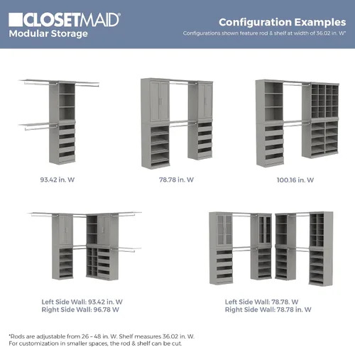 Vista 10 de ClosetMaid Kit de estante de almacenamiento modular y barra para colgar, color gris pardo