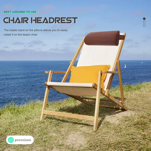 Vista 9 de Yardwe Almohada reclinable para silla de playa, reposacabezas acolchado extraíble con banda elástica, almohada para silla de descanso, soporte