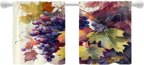 Vista 38 de Shrahala Abstract Colorful Blackout Curtain Tiers, Modern Ative Kitchen Valance Light Blocking Tier Drapes with Rod Pocket, 2 Pack 26 X 24 in