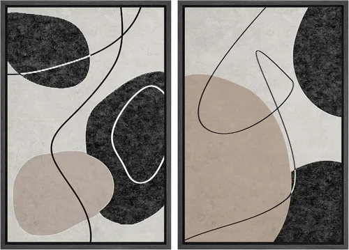Vista 154 de SIGNWIN Lienzo enmarcado para pared, ilustraciones abstractas texturizadas en tonos beige terrosos, arte moderno, decorativo, contemporáneo