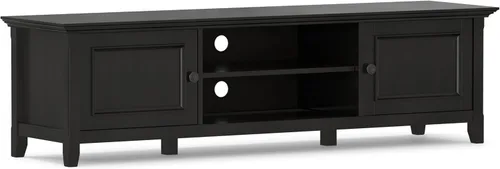Vista 17 de SIMPLIHOME Amherst - Soporte de TV de transición de madera maciza de 72 pulgadas de ancho, estilo rústico marrón envejecido, para televisores