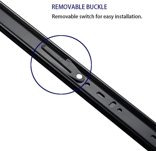 Vista 4 de 6 pares de hardware de 12 pulgadas de 3 secciones, deslizadores de cajón de extensión completa con rodamiento de bolas de montaje lateral negro