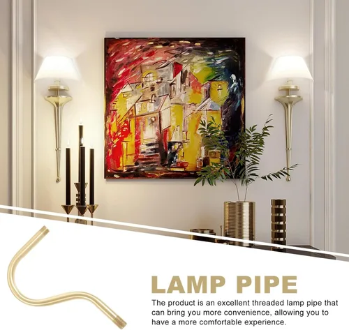 Vista 8 de Housoutil Robusto cobre M10 ahuecado curvado accesorio de luz Rod sellado acabado aceite para lámparas de pared
