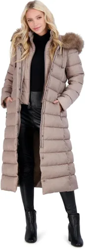 Vista 3 de TAHARI Nellie - Abrigo largo para mujer, chaqueta aislada con ribete de piel sintética extraíble
