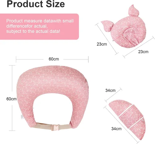 Vista 6 de Almohada de lactancia para lactancia materna, almohadas de lactancia para más apoyo para mamá y bebé, con correa ajustable para la cintura