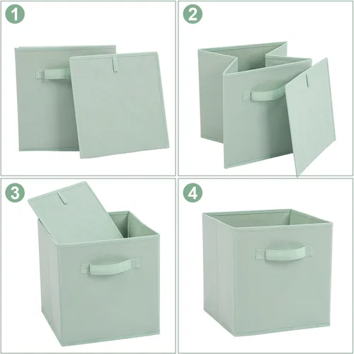 Vista 3 de Stero - Contenedores de tela para almacenamiento de 13x13x13 pulgadas, paquete de 6 cubos de almacenamiento de colores divertidos con asas, cestas