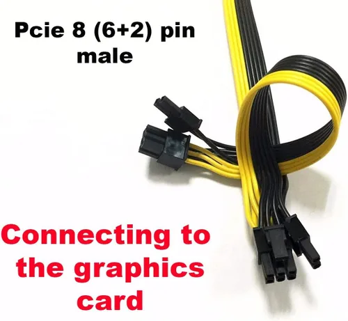 Vista 4 de PCI-e Cable adaptador de alimentación PCI Express macho de 8 pines a doble de 8 pines (6+2) para EVGA Modular Cable de fuente de alimentación