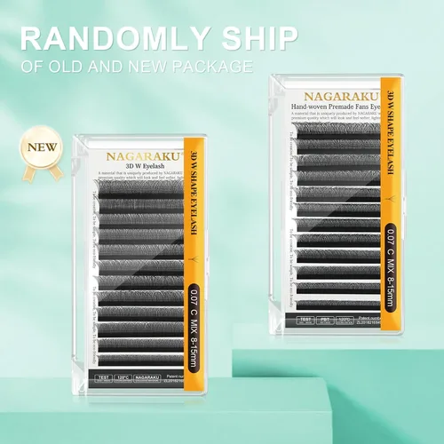 Vista 9 de NAGARAKU Extensiones de pestañas prefabricadas en abanico 3D W 0.05 C 0.315 0.05-C 3D W