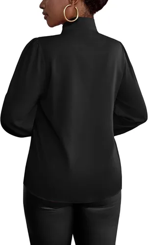 Vista 5 de Vrtige Camisa de mujer elegante con cuello de lazo, manga larga, blusa para la oficina