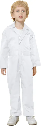 Vista 8 de TopTie Mono para Niños Varones, Disfraz de Mecánico de Halloween, Traje de Vuelo, Mono de Mecánico Negro
