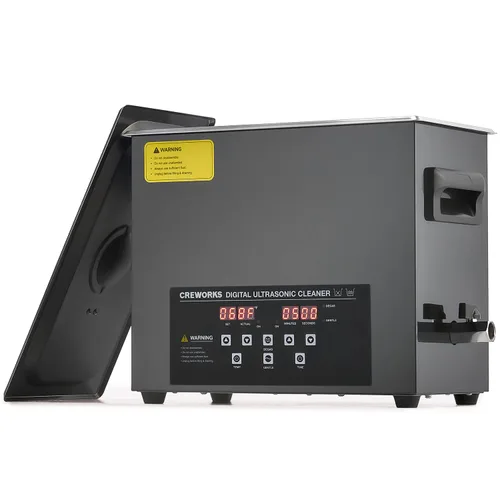 Vista 10 de CREWORKS 2L Máquina de Limpieza Ultrasónica Digital con Modo Degas y Suave, Limpiador Ultrasónico de 60W con Calentador y Temporizador, Limpiador
