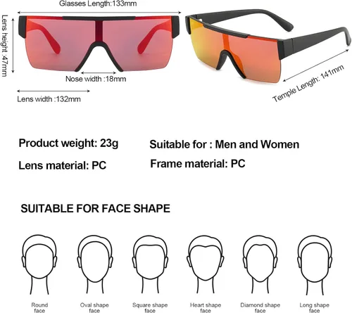 Vista 2 de Fullgren Mirrored Square SunglassesOversized Sunglasses for Womens Mens Flat Top Shield Rimless Sunglasses UV Protection