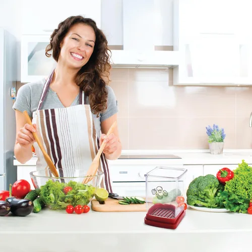 Vista 8 de Cortador y picador de frutas - Cortador de tazas para fresa, uva, plátano, champiñones, utensilios de cocina para frutas y verduras, herramienta