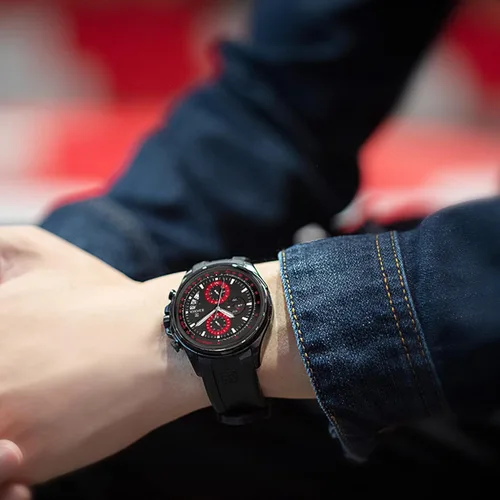 Vista 2 de Men's Sports Black Quartz Watch with Cool Luminous Hands Multi-Functional Chronograph - Lightweight, Breathable, Skin-Friendly Rubber Strap Original