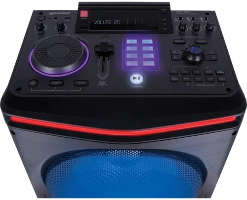 Vista 3 de Gemini - Sistema de altavoces Bluetooth para fiesta de karaoke de 6000 W de potencia máxima con woofers duales de 12 pulgadas, luces LED, micrófono