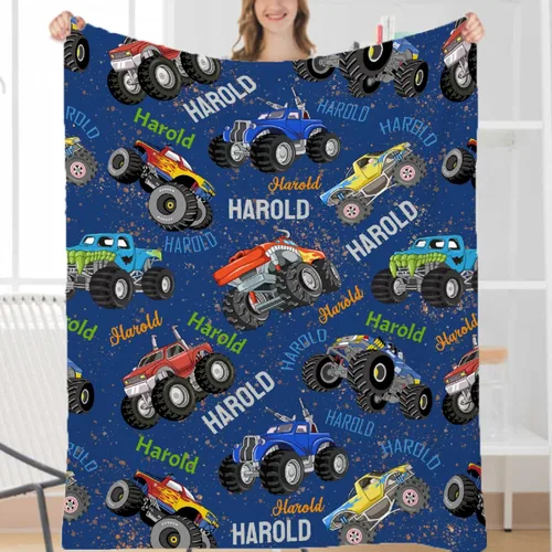 Vista 41 de Manta de bebé con texto en inglés «Just A Boy Who Loves Trucks» para niños y niñas, manta súper suave para envolver al recién nacido, acogedora