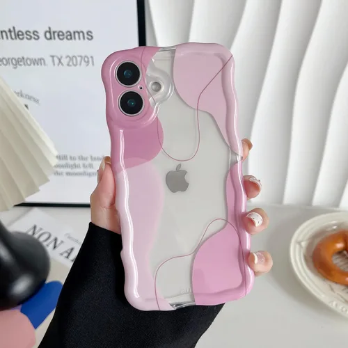 Vista 29 de DEFBSC Funda para iPhone 15 con bonito diseño ondulado, color negro
