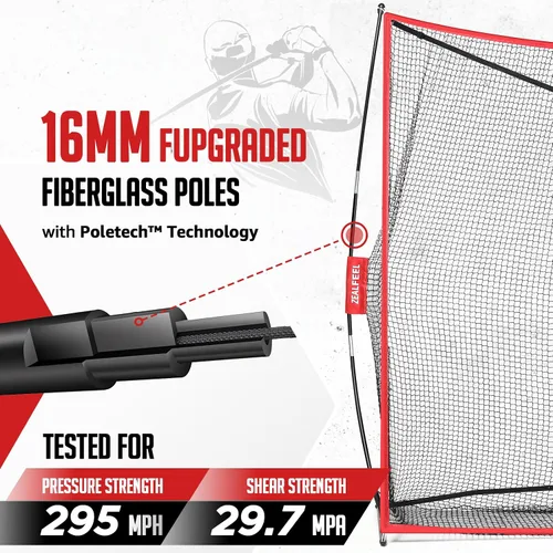 Vista 3 de ZEALFEEL Golf Net, 10x7FT/10x8FT/11x8FT Golf Simulator Cage System with Impact Screen & Side Barriers, Golf Practice Net for Indoor Outdoor Backyard
