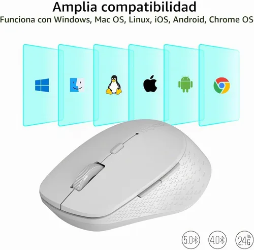Vista 8 de Rapoo M300G - Mouse inalámbrico silencioso, mouse Bluetooth para portátil, 2.4 GHz con receptor USB, seguimiento óptico de 2400 DPI ajustable