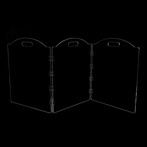 Vista 9 de Puertas independientes de acrílico transparente para perros para la casa, puertas plegables de 3 paneles para mascotas, para puertas, escaleras