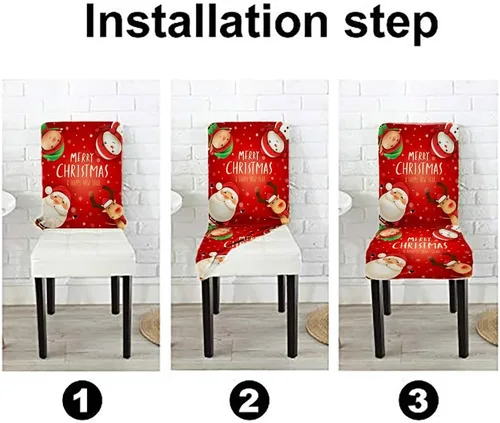 Vista 83 de CAPSCEOLL Christmas Dining Chair Covers,Snowflakes Festive Winter Pattern Stretch Chair Covers for Dining Room Set of 2 Washable Spandex Parson