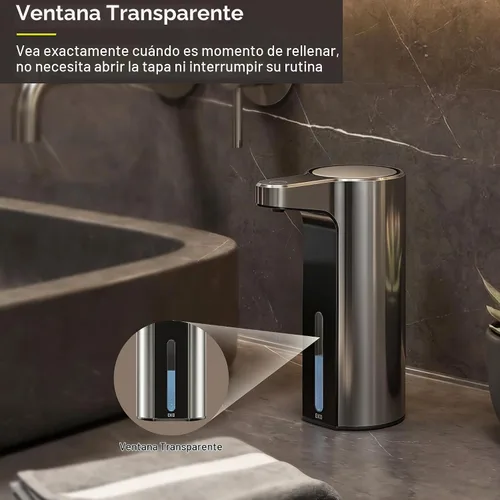Vista 3 de EKO Aroma - Dispensador automático de jabón líquido de 9 onzas líquidas, recargable y resistente al agua para cocina y baño, con control de volumen