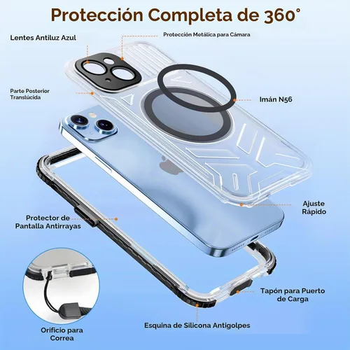 Vista 5 de WIFORT Funda impermeable para iPhone 15, [IP68 bajo el agua a prueba de polvo] [pantalla integrada] [15 pies a prueba de golpes militar], cubierta