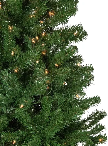 Vista 3 de Árbol de Navidad artificial de abeto Norfolk preiluminado de 7 pies, luces transparentes