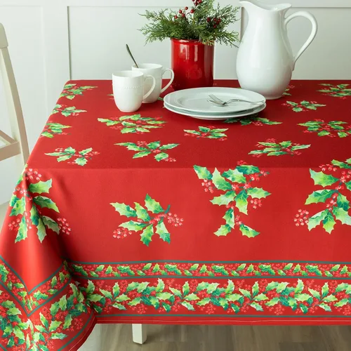 Vista 8 de Benson Mills mantel con diseño de moños navideños, 55% algodón, 45% poliéster